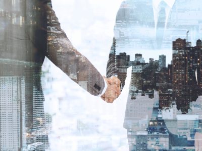 Corporate business handshake between business partners